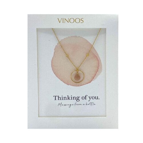 Vinoos by AMS Halsketting Glas Cirkel Lichtroze Thinking Of You