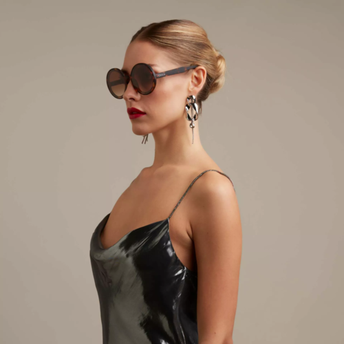 Okkia Sonnenbrille Runde Gläser Classic Havana Monica