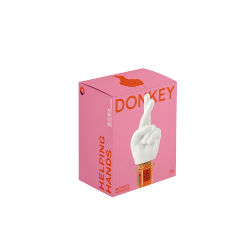 Donkey Products Wein Stopper Handzeichnen Fingers Crossed Weiss