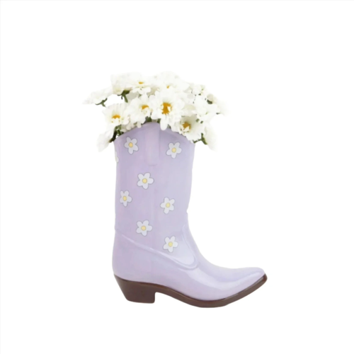 Doiy Vase Boot Rodeo Cowboy Purple