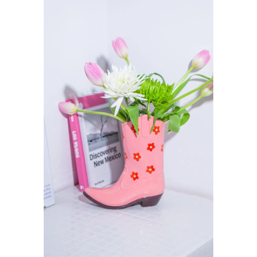 Doiy Vase Boot Rodeo Cowboy Pink Doiy Vase Boot Rodeo Cowboy Pink