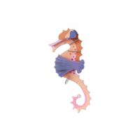 wall art blue pink seahorse