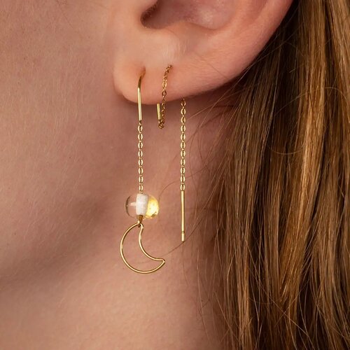 Vinoos by AMS earrings gold transparent moonlight