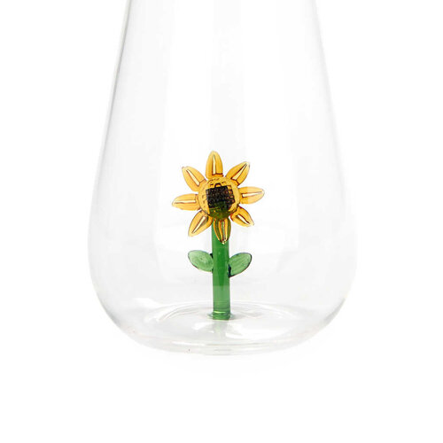 Balvi waterfles glas botanische zonnebloem