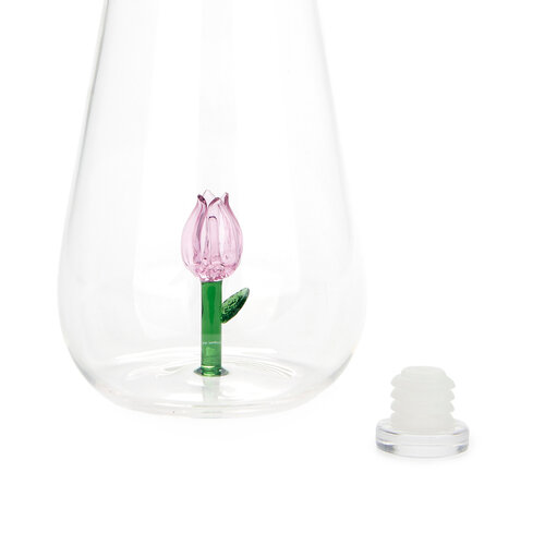 Balvi waterfles glas botanische tulp roze