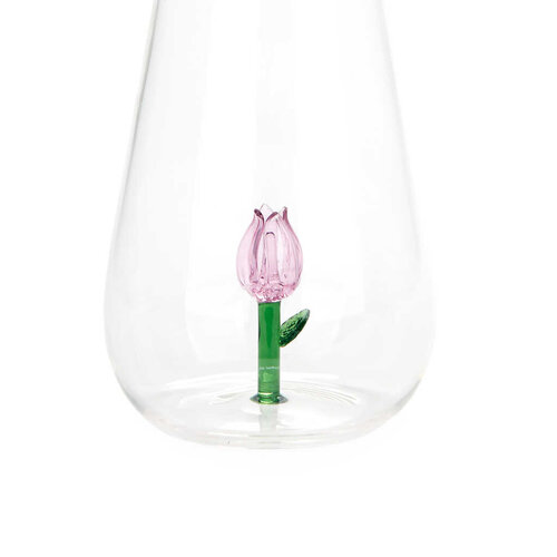 Balvi waterfles glas botanische tulp roze