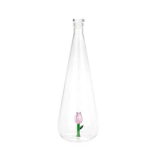 Balvi waterfles glas botanische tulp roze