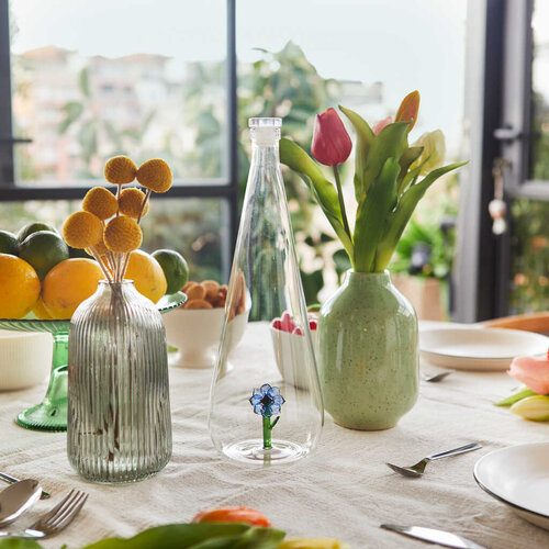 Balvi waterfles glas botanische anemoon blauw