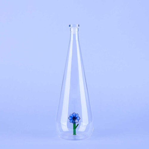 Balvi waterfles glas botanische anemoon blauw Balvi waterfles glas botanische anemoon blauw