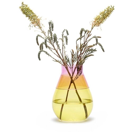 Peleg Design vaas glas groot geel tweekleurig