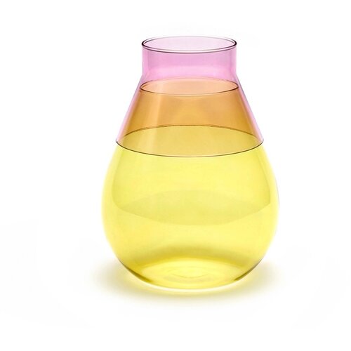 Peleg Design vaas glas groot geel tweekleurig