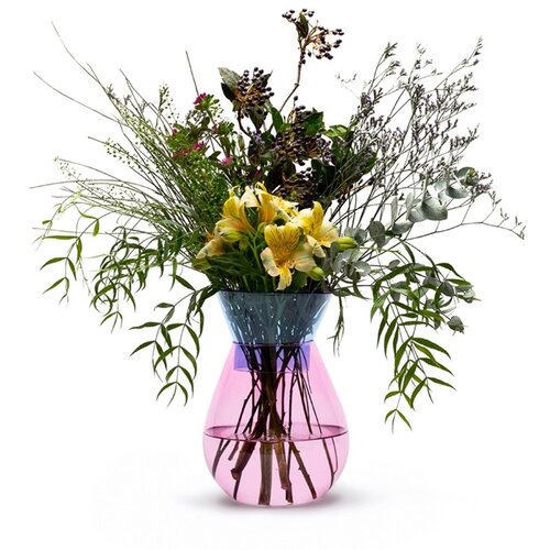 Peleg Design vaas glas groot roze tweekleurig Peleg Design vaas glas groot roze tweekleurig