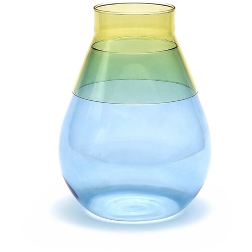 Peleg Design vaas glas groot blauw tweekleurig