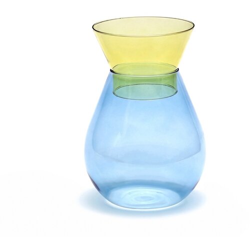 Peleg Design vaas glas groot blauw tweekleurig