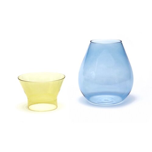 Peleg Design vaas glas groot blauw tweekleurig