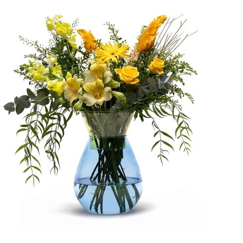 Peleg Design vaas glas groot blauw tweekleurig Peleg Design vaas glas groot blauw tweekleurig