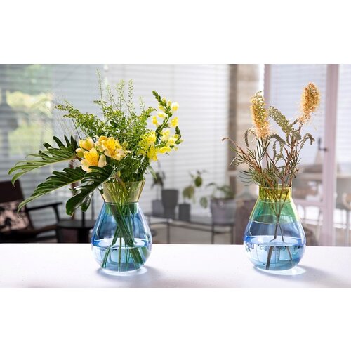 Peleg Design vaas glas groot blauw tweekleurig