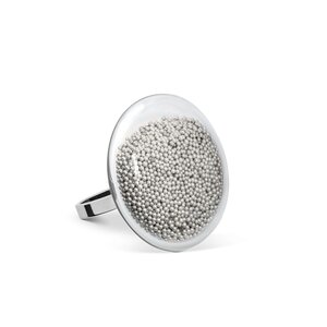 Pylones glass ring galet mini billes silver
