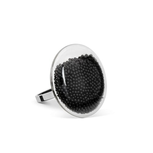 Pylones glass ring galet mini billes black Pylones glass ring galet mini billes black