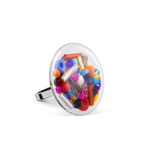 Pylones glass ring galet mini billes multicolor Pylones glass ring galet mini billes multicolor