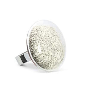 Pylones glasring medium silver perlen Galet