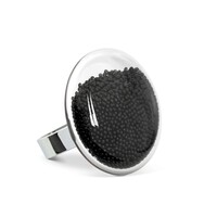 glass ring galet medium billes black