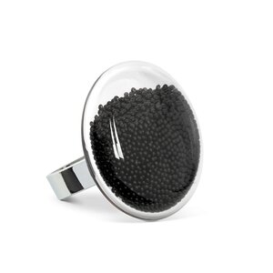 Pylones glasring medium schwarz perlen Galet