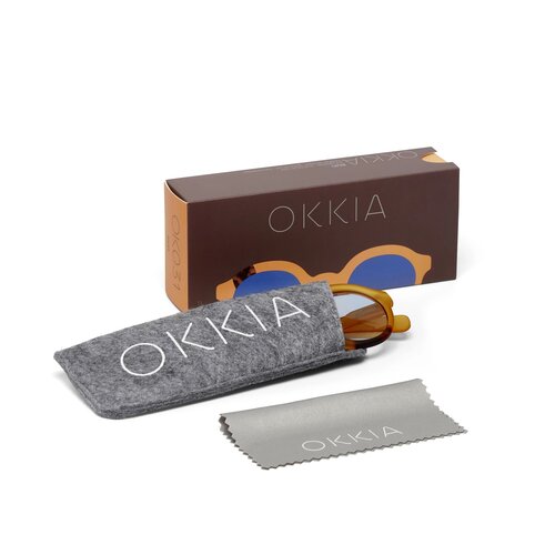 Okkia  zonnebril geel Lauro rond