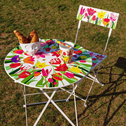 Pylones Folding table Garden Paradise tulips