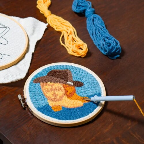 Kikkerland Stickerei Kreuzstich Punch Needle Cowboy