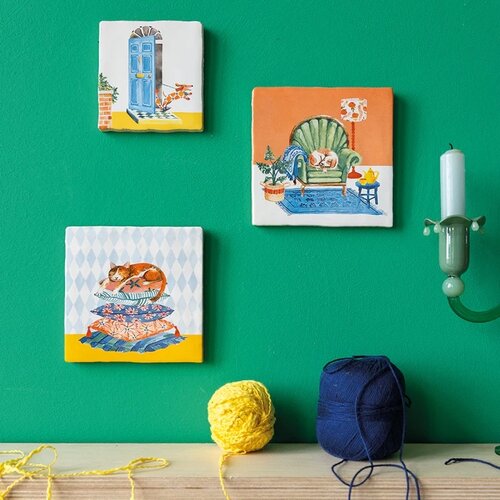 Storytiles Slaperige kat 10x10 cm