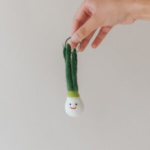 Keyring handmade felt wool spring onion