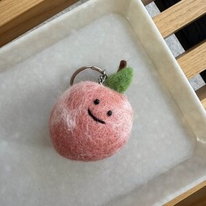 Keyring handmade felt wool peach