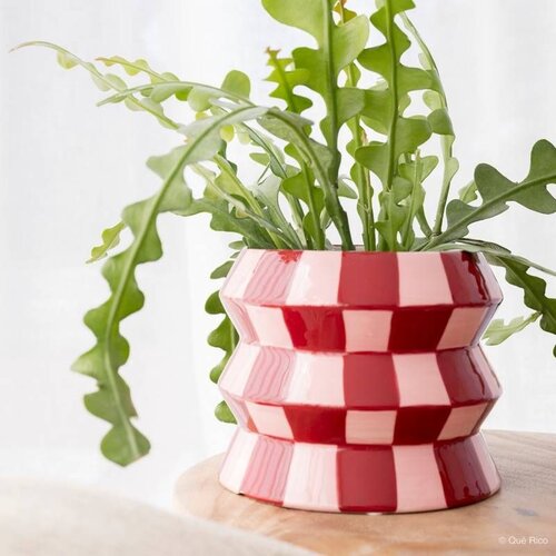 Que Rico Blumentopf rosa Teodora Squares & Stripes