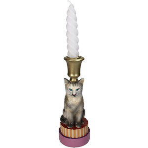 Candle holder Cat Candlestick grey Kersten