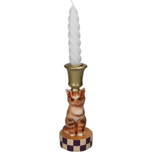 Candle holder Cat Candlestick brown Kersten