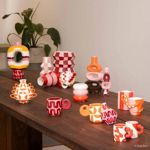 Que Rico Vase rosa Celestino Squares und Stripes