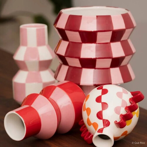Que Rico Vase rosa Celestino Squares und Stripes
