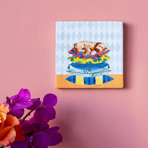 Storytiles Tegeltje Sleepy Dog 10x 10 cm