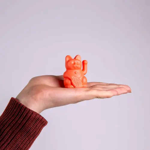 Donkey Products Solar Lucky Cat Neon Oranje Mini 5cm