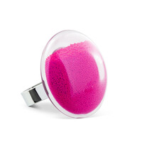 Glass Ring Galet Medium Billes Pink