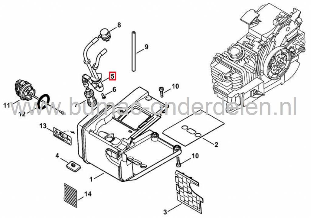 Benzineslang met Ontluchting voor Stihl MS200T Kettingzagen, Stihl Brandstofleiding met Slang voor Ontluchten, Benzineleidingen voor Stihl Motorkettingzaag MS 200 T, Brandstof Slangen, Leidingen Motorzagen, onderdeel voor Stihl Brandstofdelen