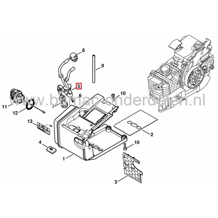 Brandstofslang voor Stihl MS200 Motorkettingzaag, Stihl Benzineslang met Ontluchting voor MS 200, Brandstofdelen voor Kettingzagen, Motorzagen, onderdeel, Benzine Slangen, Leidingen Stihl 2-Takt