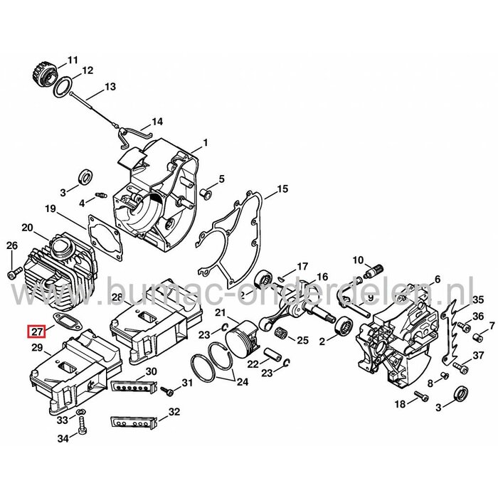 Uitlaatpakking Stihl 020, 020T, MS200, MS200T Benzinekettingzaag, Stihl Afdichtingen, Demperpakkingen Kettingzagen, Motorzagen, Dichtingen Dempers, Uitlaten Stihl 020 - 020 T - MS 200 - MS 200 T