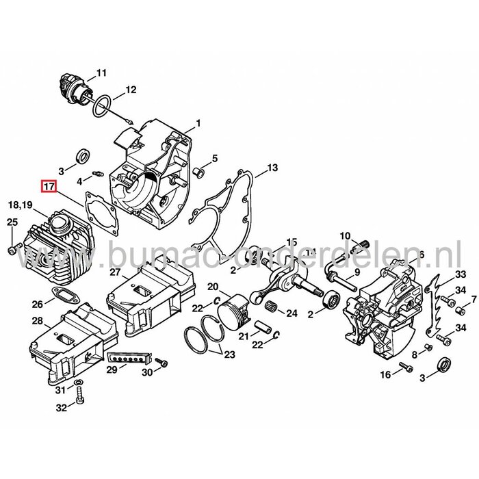Cilinderpakking voor Stihl Kettingzagen MS200, MS200T, STIHL Afdichtingen Cylindervoet, Cilindervoetpakkingen Stihl Kettingzaag, Motorzaag, Dichtingen Cilinders, Stihl Pakkingen, Dichtingen MS 200 onderdelen