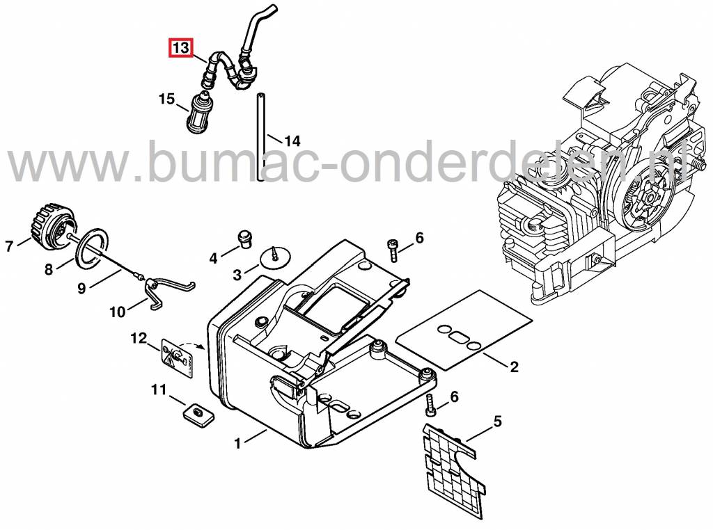 Brandstofslang voor Stihl 020 en MS200 Kettingzagen, STIHL Benzineleidingen, Brandstofslangen voor Kettingzaag, Motorzaag, Brandstof Slangen, Benzine Leidingen Stihl Motorzagen 020, MS 200 Benzineslang