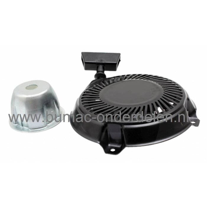 Handstarter voor Briggs and Stratton Motoren, 5 - 6 PK op Houtversnipperaar, Kooimaaier, Trilplaat, Generator, Aggregaat, B&S Starters Compleet voor Motor met Horizontale Krukas, Repeteerstarters BRIGGS & STRATTON, Starterdelen, Trekstarters