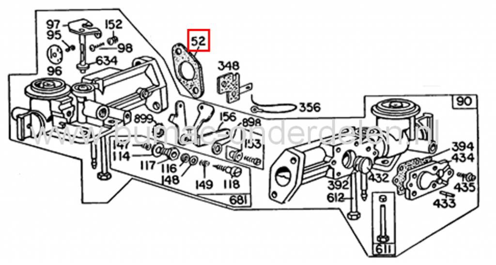 Inlaatpakking voor 3 Pk Briggs and Stratton Motor met Horizontale Krukas, Carburateur Pakking, Dichting