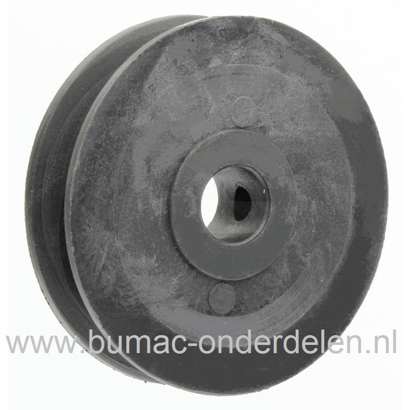 Poelie voor WOLF Cirkelmaaiers, Riemschijf Wolf 2.42TA, 2.48BA, 2.48XC, 2.53BA, 6.42 ACAN, Esprit 40TA, Esprit 46EA, Power Edition 40BA, 42QRA, 48QRA Grasmaaiers, Duwmodellen, Elektromaaiers, Pouly, V-Snaar Poelies WOLF GARTEN Gazonmaaiers