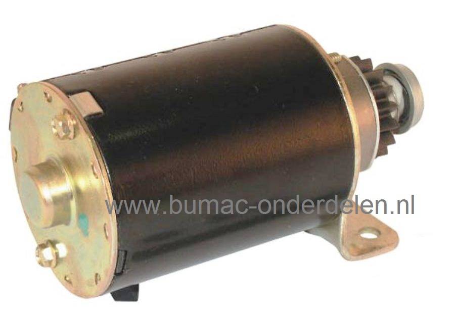 Startmotor voor Briggs and Stratton motor met 16 Tands bendix Tandwiel Zitmaaier, Frontmaaier, Tuintrekker Starter B&S Motor Stiga, Husqvarna, MTD, Castelgarden, Wolf, Alko, Wizard, Mountfield, Viking, Dolmar, Partner, Toro, Johndeere, Bril, onderdeel